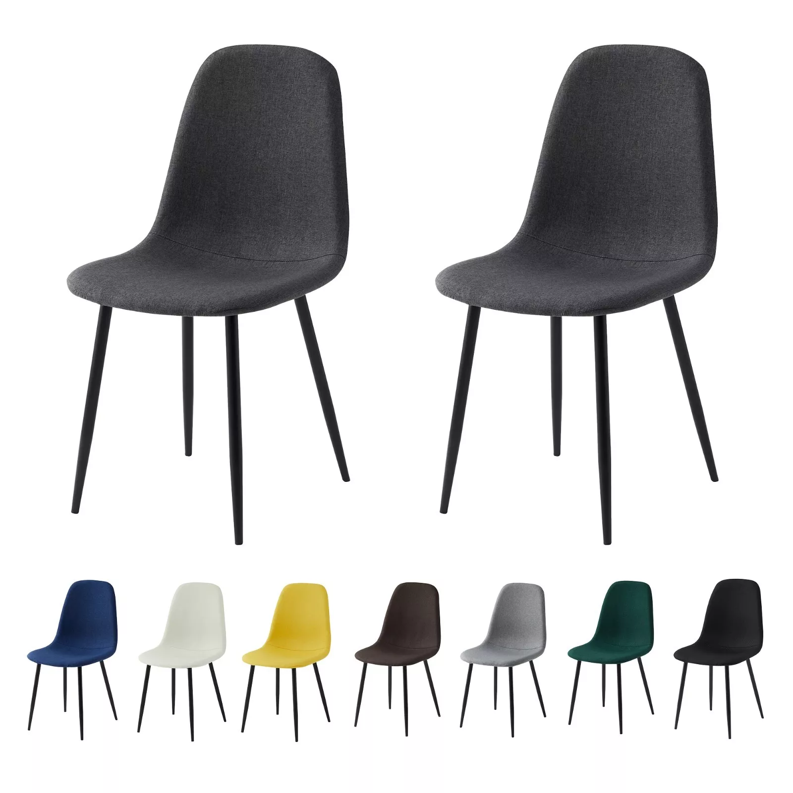 2/4/6Pcs Linen Fabric Dining Chairs with Upholster